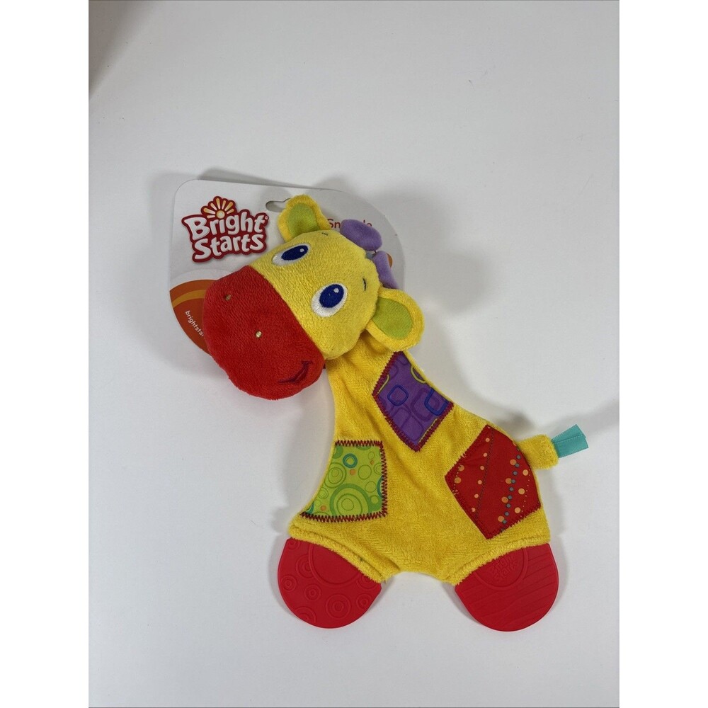 NWT Bright Starts Baby Giraffe Teether Toy  Soft Yellow Plush With Red Feet